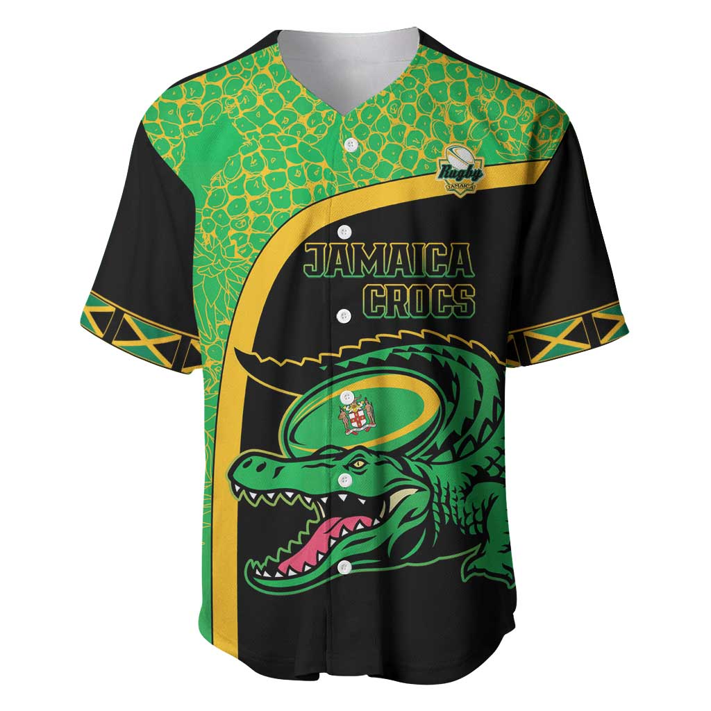 Jamaica Rugby Custom Baseball Jersey Go Jamaica Crocs - Pineapple Pattern