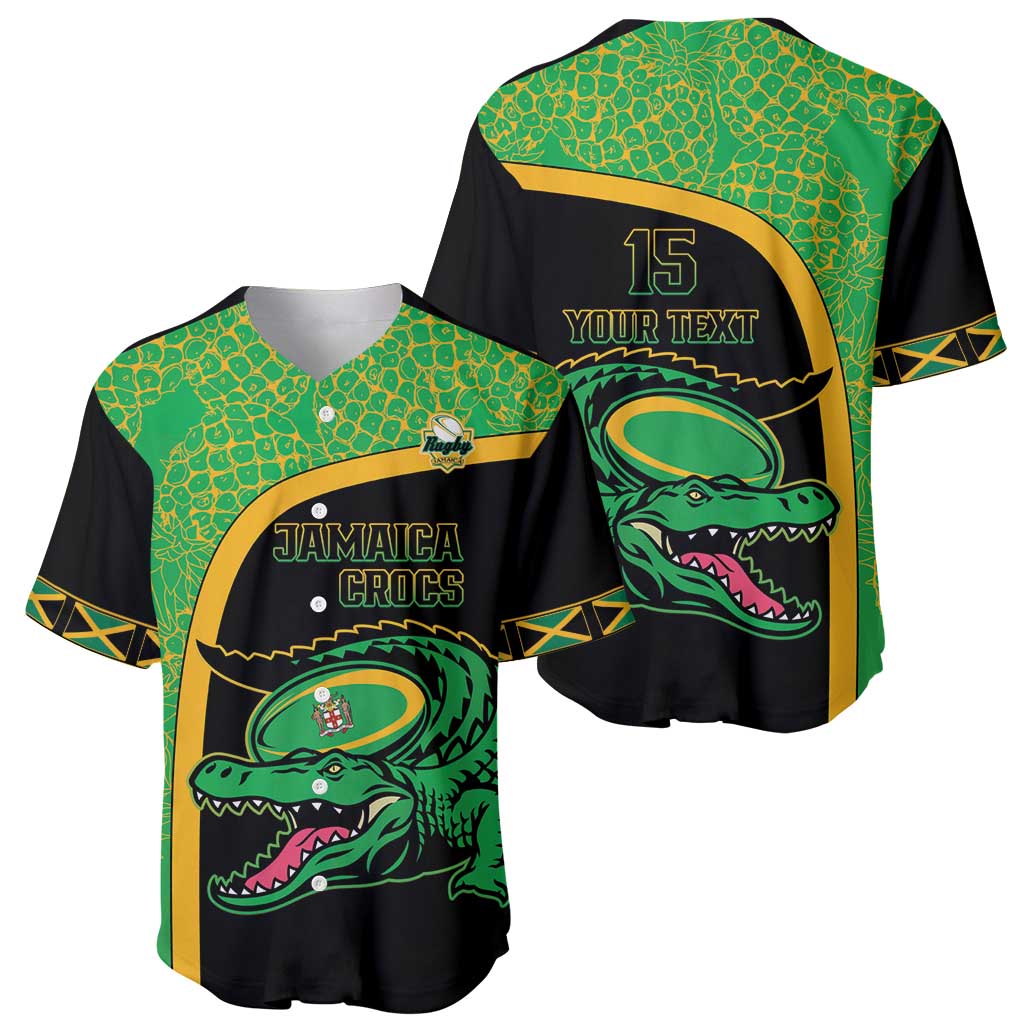 Jamaica Rugby Custom Baseball Jersey Go Jamaica Crocs - Pineapple Pattern