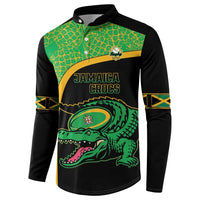 Jamaica Rugby Custom Button Sweatshirt Go Jamaica Crocs - Pineapple Pattern