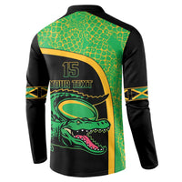 Jamaica Rugby Custom Button Sweatshirt Go Jamaica Crocs - Pineapple Pattern