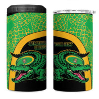 Jamaica Rugby Custom 4 in 1 Can Cooler Tumbler Go Jamaica Crocs - Pineapple Pattern