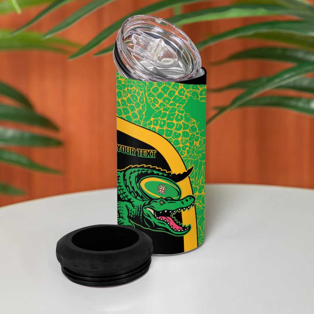 Jamaica Rugby Custom 4 in 1 Can Cooler Tumbler Go Jamaica Crocs - Pineapple Pattern