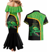Jamaica Rugby Custom Couples Matching Mermaid Dress and Hawaiian Shirt Go Jamaica Crocs - Pineapple Pattern