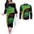 Jamaica Rugby Custom Couples Matching Off The Shoulder Long Sleeve Dress and Long Sleeve Button Shirt Go Jamaica Crocs - Pineapple Pattern
