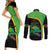 Jamaica Rugby Custom Couples Matching Short Sleeve Bodycon Dress and Long Sleeve Button Shirt Go Jamaica Crocs - Pineapple Pattern