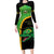 Jamaica Rugby Custom Family Matching Long Sleeve Bodycon Dress and Hawaiian Shirt Go Jamaica Crocs - Pineapple Pattern