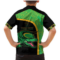 Jamaica Rugby Custom Family Matching Mermaid Dress and Hawaiian Shirt Go Jamaica Crocs - Pineapple Pattern
