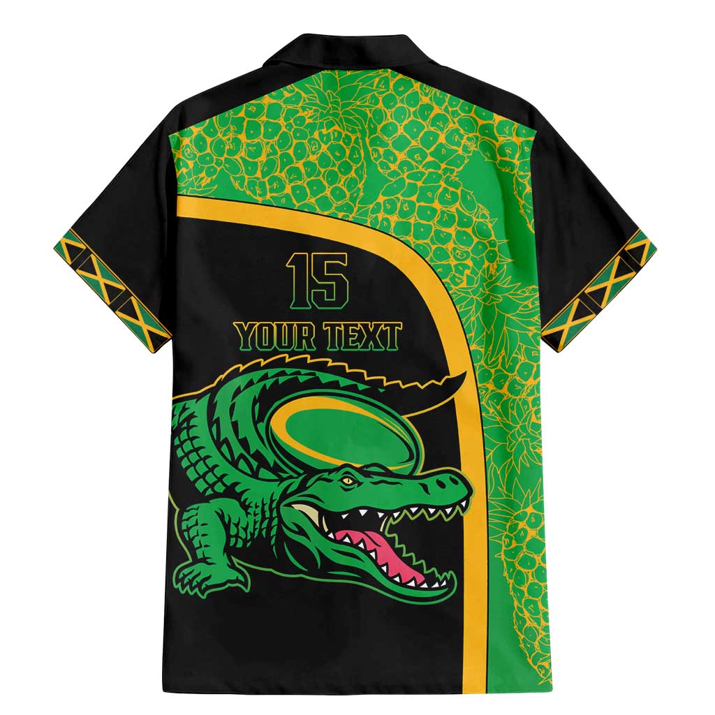 Jamaica Rugby Custom Family Matching Mermaid Dress and Hawaiian Shirt Go Jamaica Crocs - Pineapple Pattern