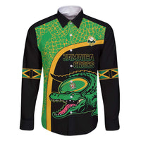 Jamaica Rugby Custom Family Matching Mermaid Dress and Hawaiian Shirt Go Jamaica Crocs - Pineapple Pattern