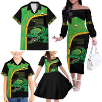 Jamaica Rugby Custom Family Matching Off The Shoulder Long Sleeve Dress and Hawaiian Shirt Go Jamaica Crocs - Pineapple Pattern