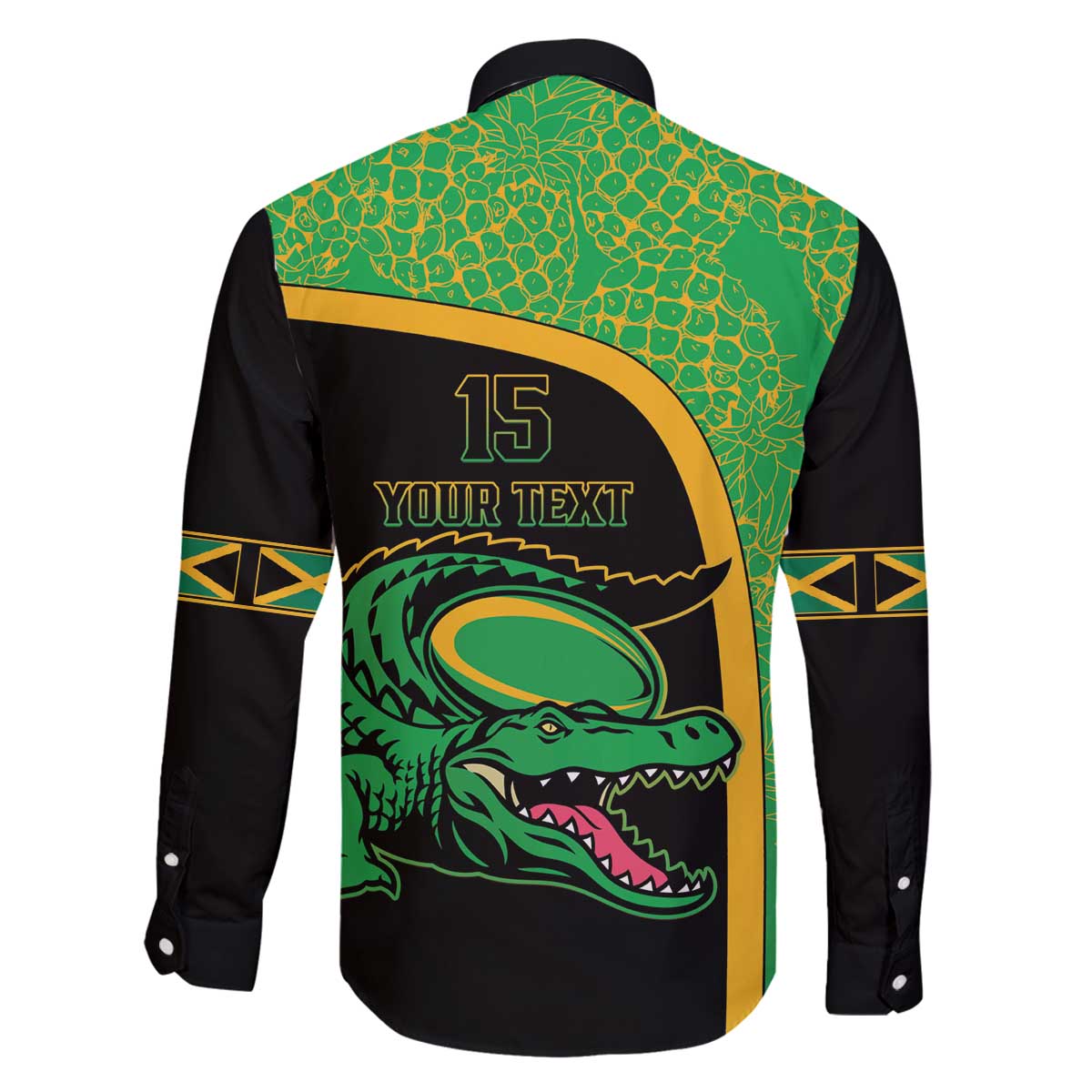 Jamaica Rugby Custom Family Matching Off The Shoulder Long Sleeve Dress and Hawaiian Shirt Go Jamaica Crocs - Pineapple Pattern