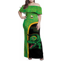Jamaica Rugby Custom Family Matching Off Shoulder Maxi Dress and Hawaiian Shirt Go Jamaica Crocs - Pineapple Pattern