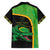 Jamaica Rugby Custom Family Matching Short Sleeve Bodycon Dress and Hawaiian Shirt Go Jamaica Crocs - Pineapple Pattern