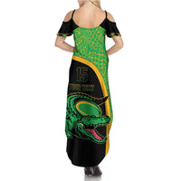 Jamaica Rugby Custom Family Matching Summer Maxi Dress and Hawaiian Shirt Go Jamaica Crocs - Pineapple Pattern