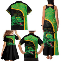 Jamaica Rugby Custom Family Matching Tank Maxi Dress and Hawaiian Shirt Go Jamaica Crocs - Pineapple Pattern