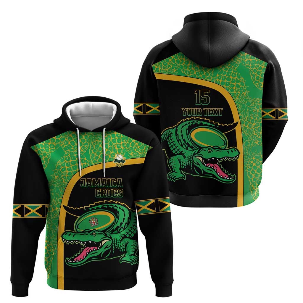 Jamaica Rugby Custom Hoodie Go Jamaica Crocs - Pineapple Pattern