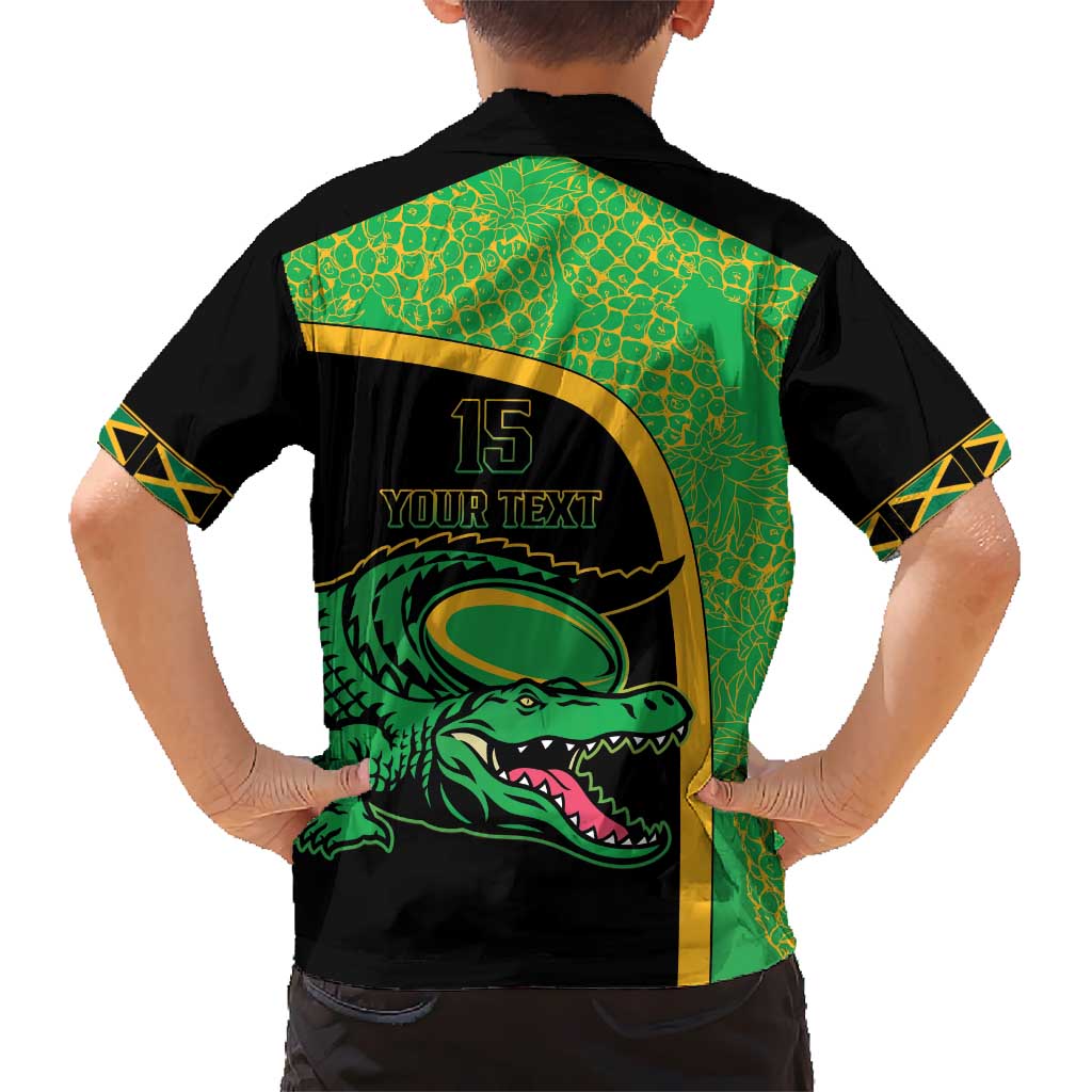 Jamaica Rugby Custom Kid Hawaiian Shirt Go Jamaica Crocs - Pineapple Pattern