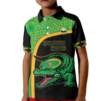 Jamaica Rugby Custom Kid Polo Shirt Go Jamaica Crocs - Pineapple Pattern