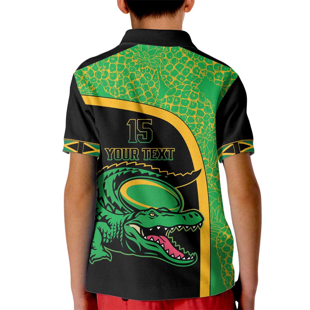 Jamaica Rugby Custom Kid Polo Shirt Go Jamaica Crocs - Pineapple Pattern