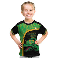 Jamaica Rugby Custom Kid T Shirt Go Jamaica Crocs - Pineapple Pattern
