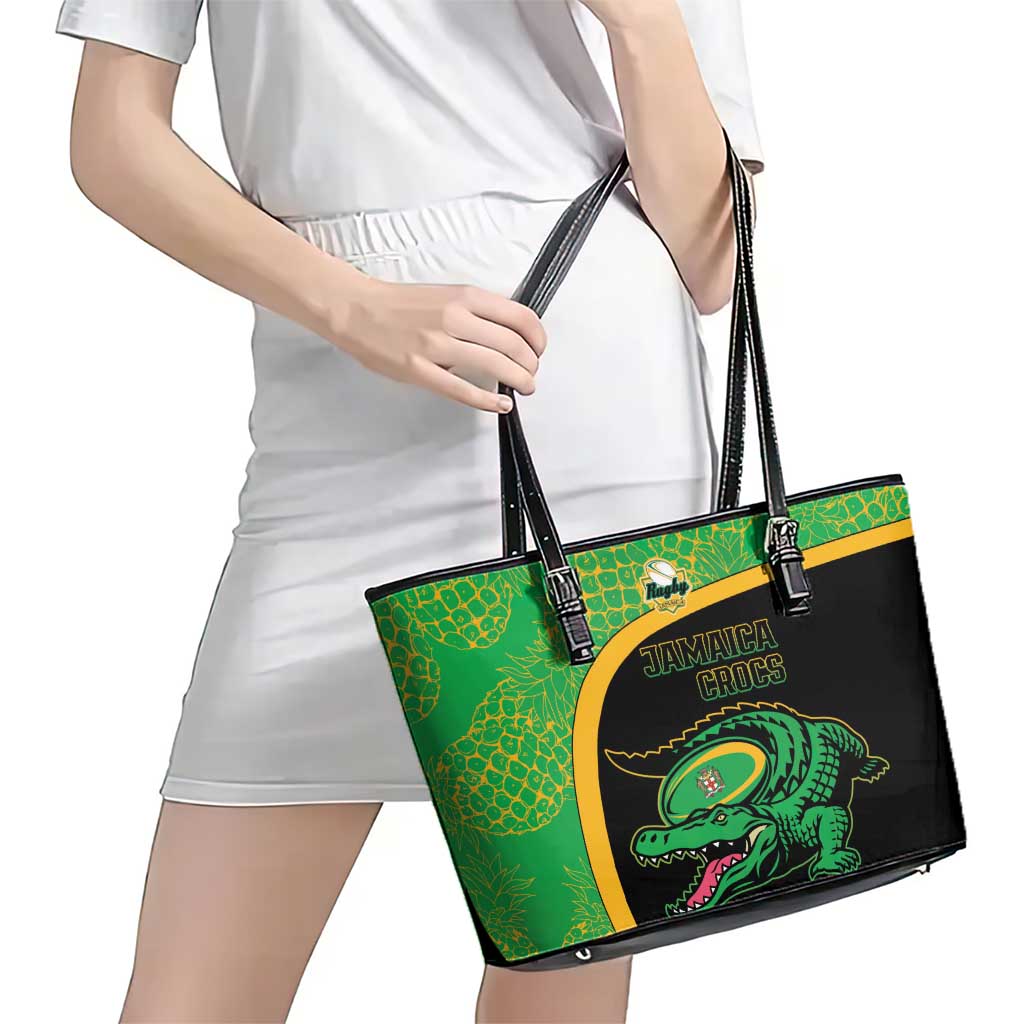 Jamaica Rugby Leather Tote Bag Go Jamaica Crocs - Pineapple Pattern