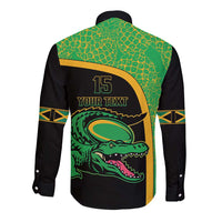 Jamaica Rugby Custom Long Sleeve Button Shirt Go Jamaica Crocs - Pineapple Pattern
