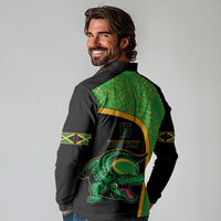 Jamaica Rugby Custom Long Sleeve Polo Shirt Go Jamaica Crocs - Pineapple Pattern