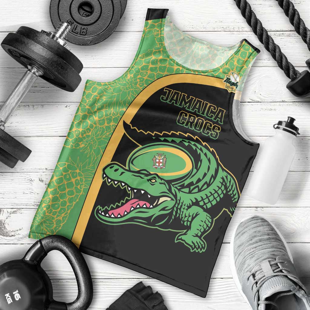 Jamaica Rugby Custom Men Tank Top Go Jamaica Crocs - Pineapple Pattern