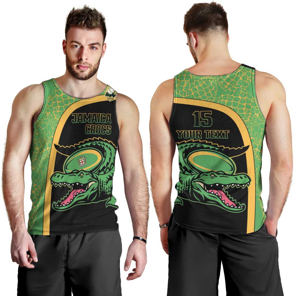 Jamaica Rugby Custom Men Tank Top Go Jamaica Crocs - Pineapple Pattern
