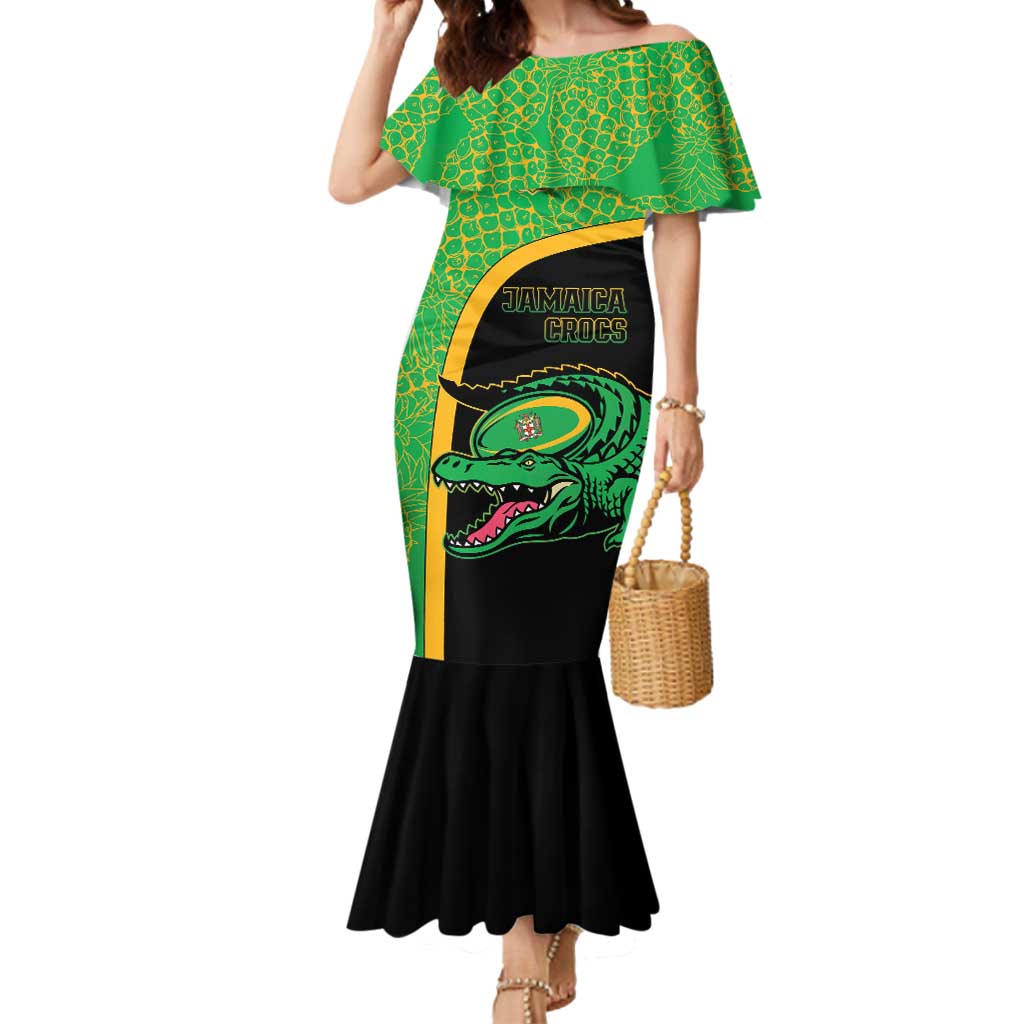 Jamaica Rugby Custom Mermaid Dress Go Jamaica Crocs - Pineapple Pattern