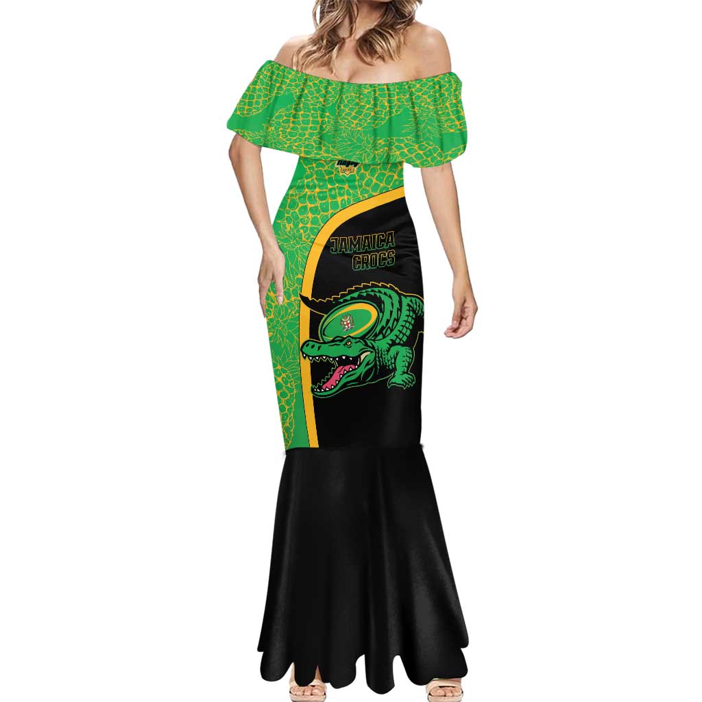 Jamaica Rugby Custom Mermaid Dress Go Jamaica Crocs - Pineapple Pattern