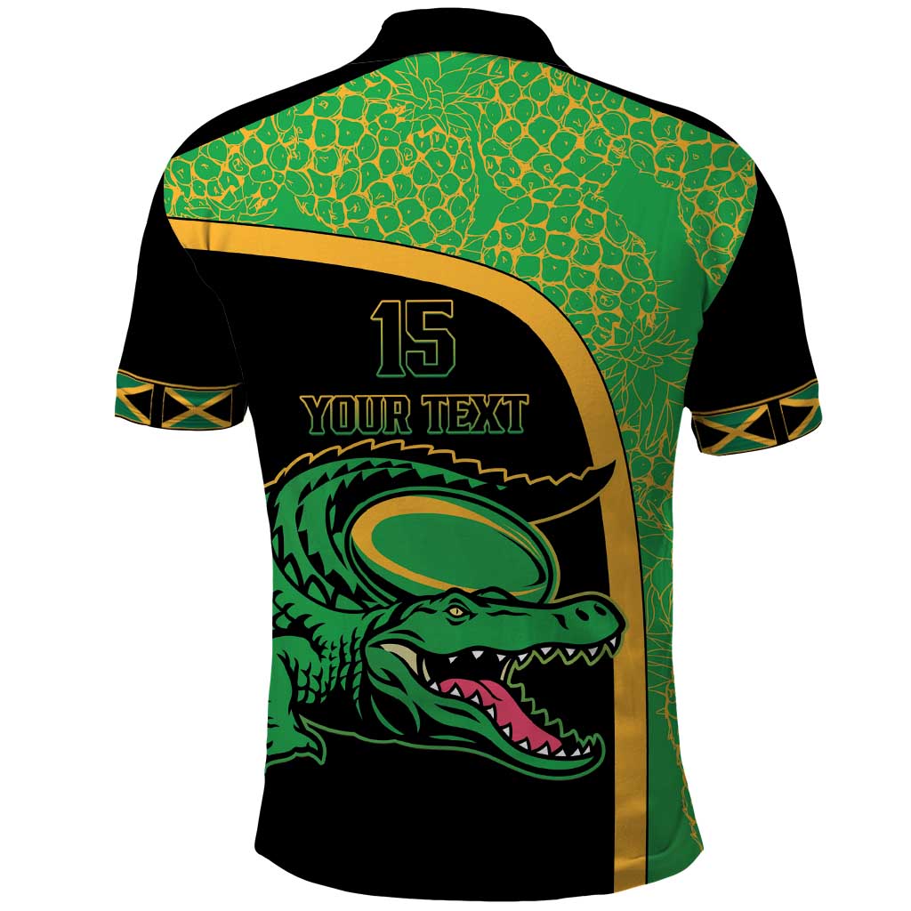 Jamaica Rugby Custom Polo Shirt Go Jamaica Crocs - Pineapple Pattern