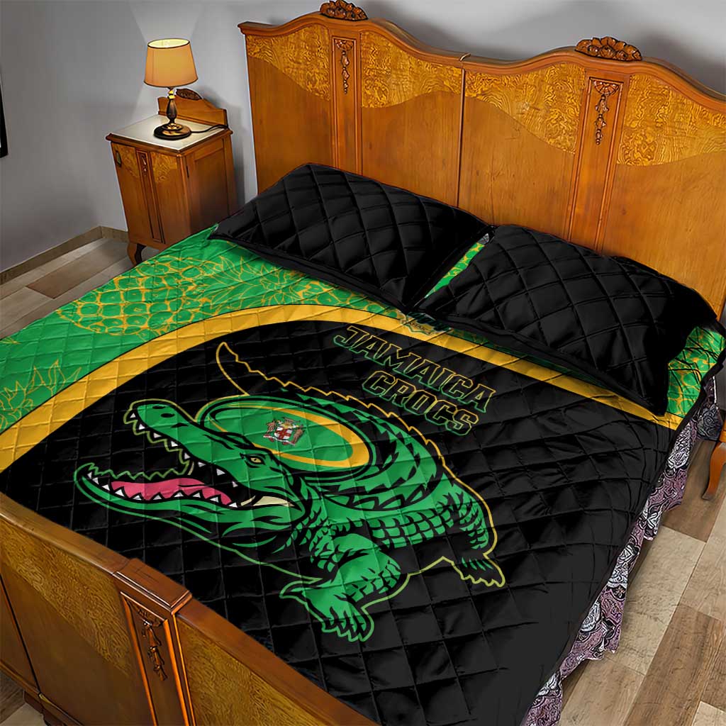 Jamaica Rugby Quilt Bed Set Go Jamaica Crocs - Pineapple Pattern