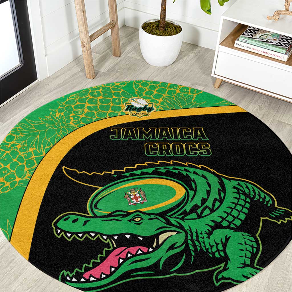 Jamaica Rugby Round Carpet Go Jamaica Crocs - Pineapple Pattern