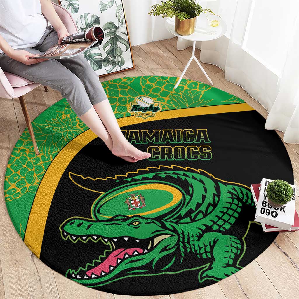 Jamaica Rugby Round Carpet Go Jamaica Crocs - Pineapple Pattern