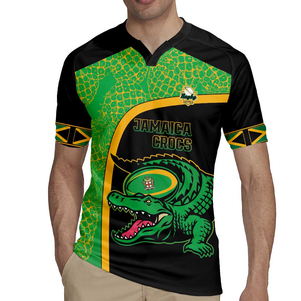 Jamaica Rugby Custom Rugby Jersey Go Jamaica Crocs - Pineapple Pattern