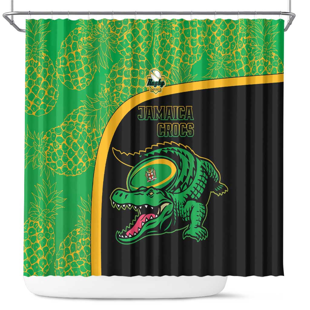 Jamaica Rugby Shower Curtain Go Jamaica Crocs - Pineapple Pattern