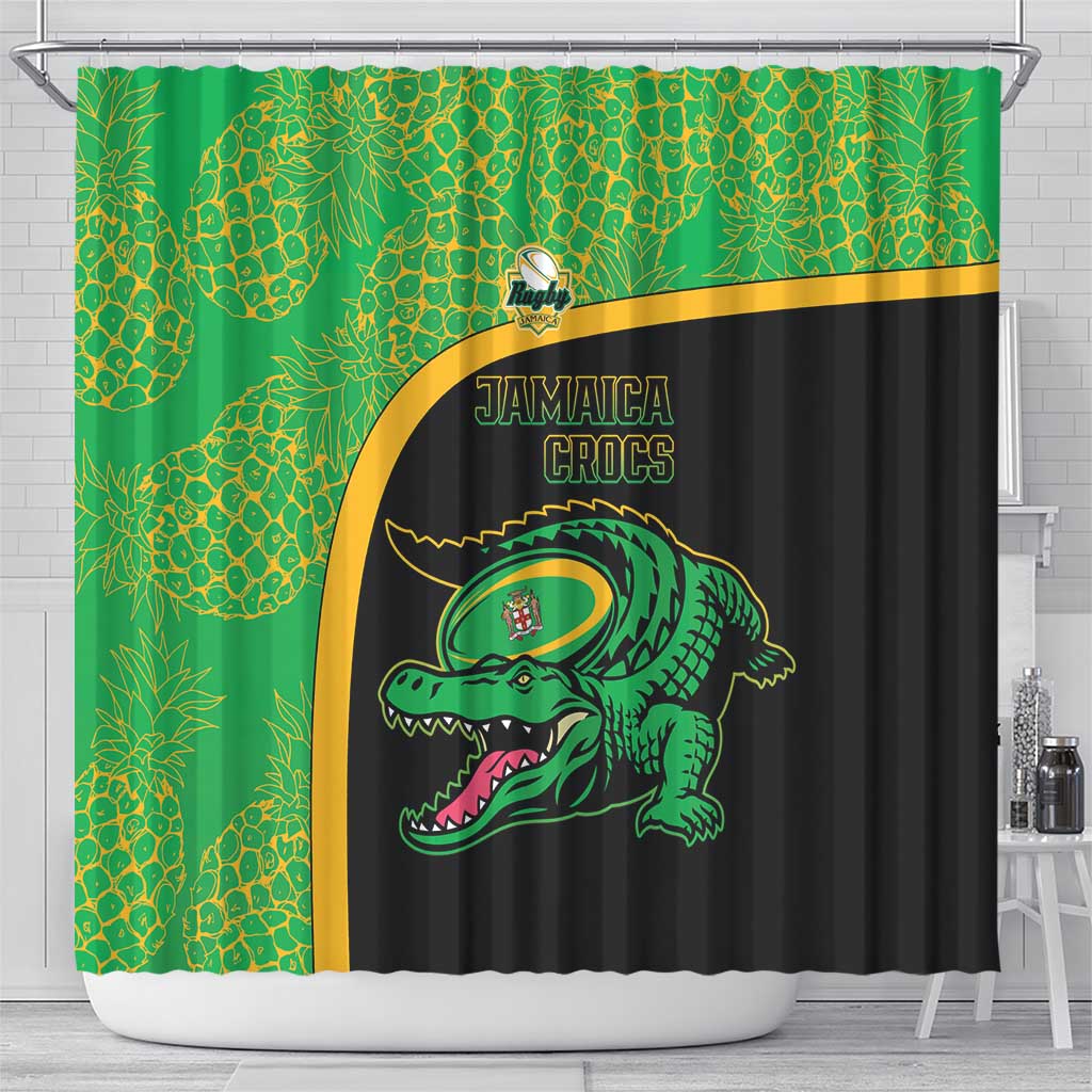 Jamaica Rugby Shower Curtain Go Jamaica Crocs - Pineapple Pattern