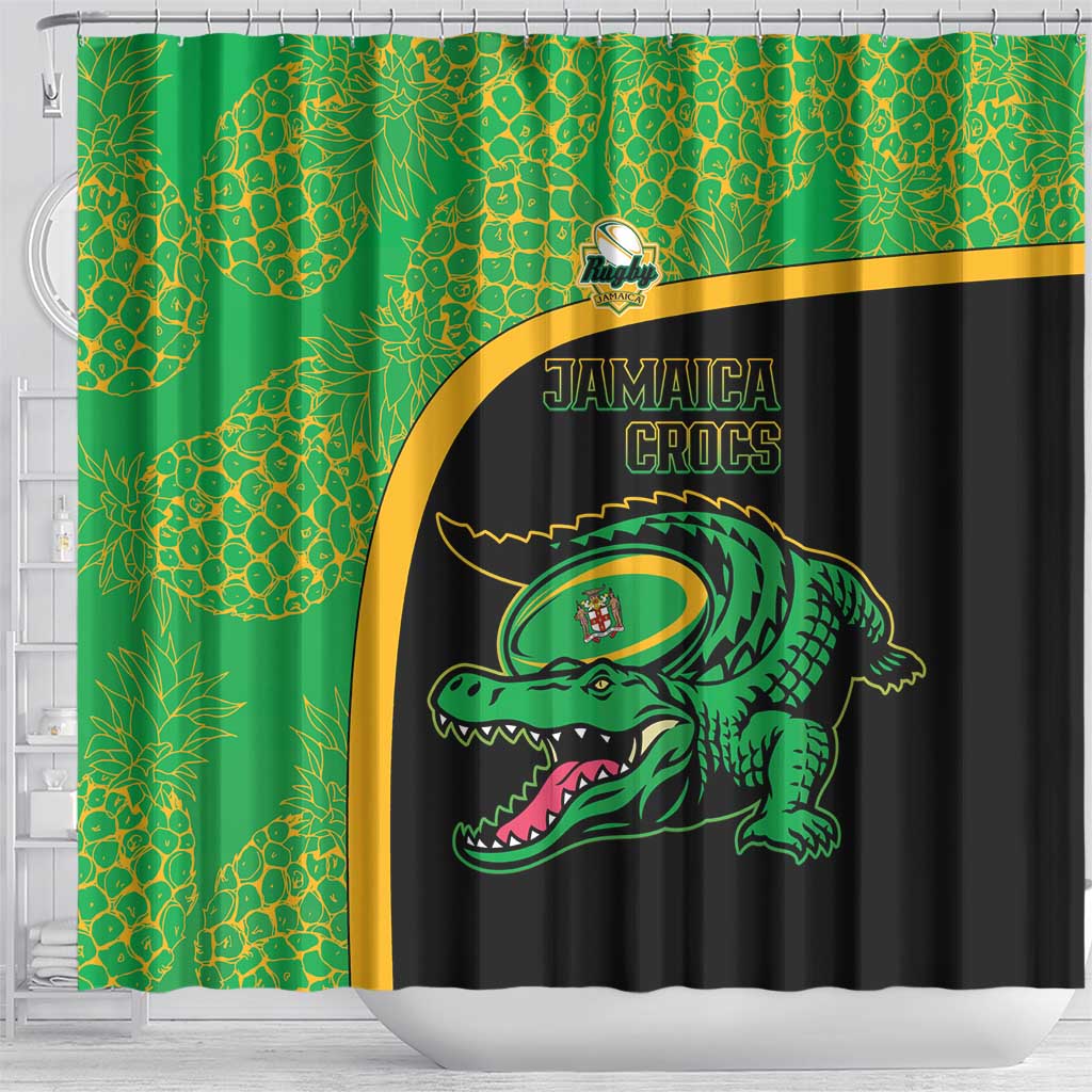 Jamaica Rugby Shower Curtain Go Jamaica Crocs - Pineapple Pattern