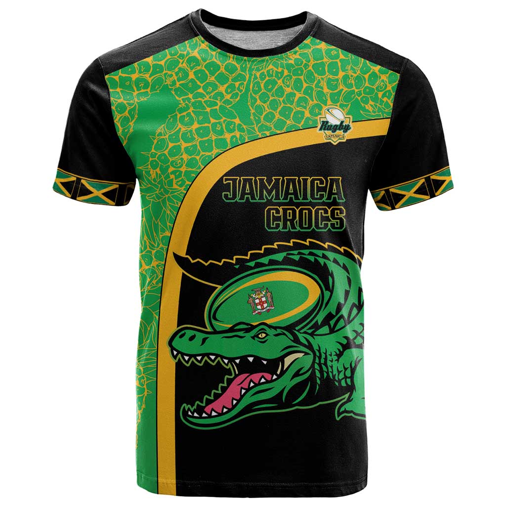 Jamaica Rugby Custom T Shirt Go Jamaica Crocs - Pineapple Pattern