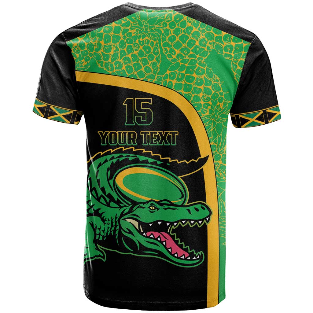 Jamaica Rugby Custom T Shirt Go Jamaica Crocs - Pineapple Pattern