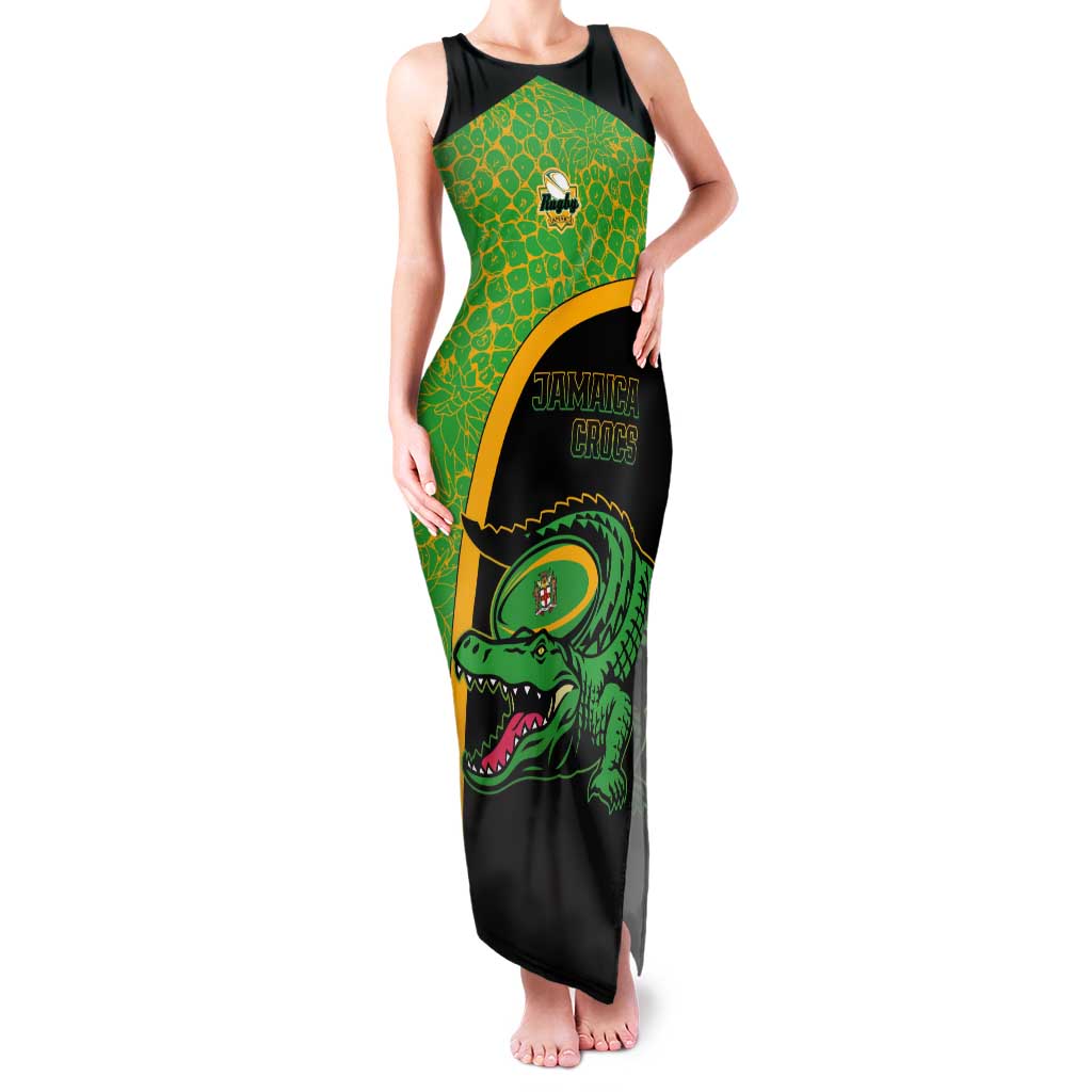 Jamaica Rugby Custom Tank Maxi Dress Go Jamaica Crocs - Pineapple Pattern