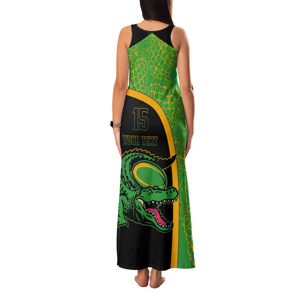 Jamaica Rugby Custom Tank Maxi Dress Go Jamaica Crocs - Pineapple Pattern