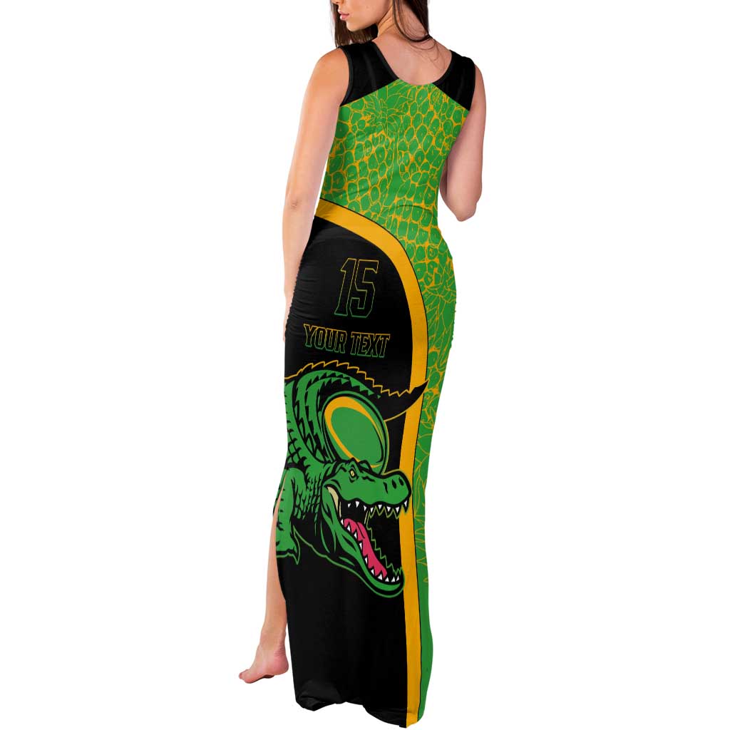 Jamaica Rugby Custom Tank Maxi Dress Go Jamaica Crocs - Pineapple Pattern