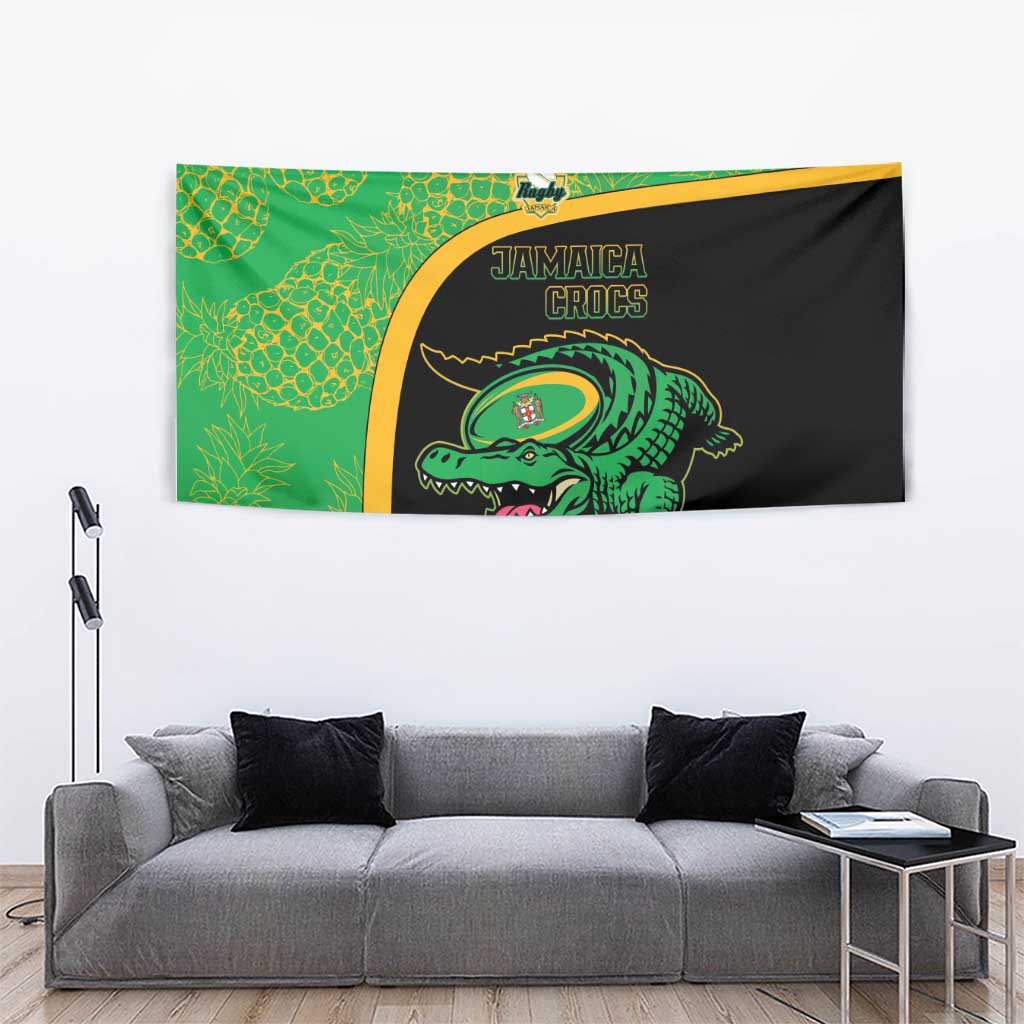 Jamaica Rugby Tapestry Go Jamaica Crocs - Pineapple Pattern