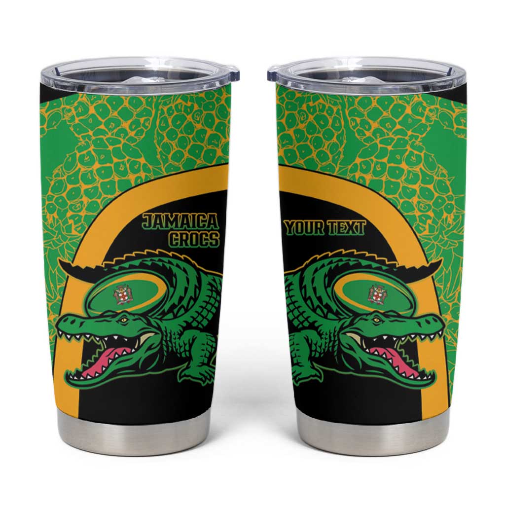 Jamaica Rugby Custom Tumbler Cup Go Jamaica Crocs - Pineapple Pattern