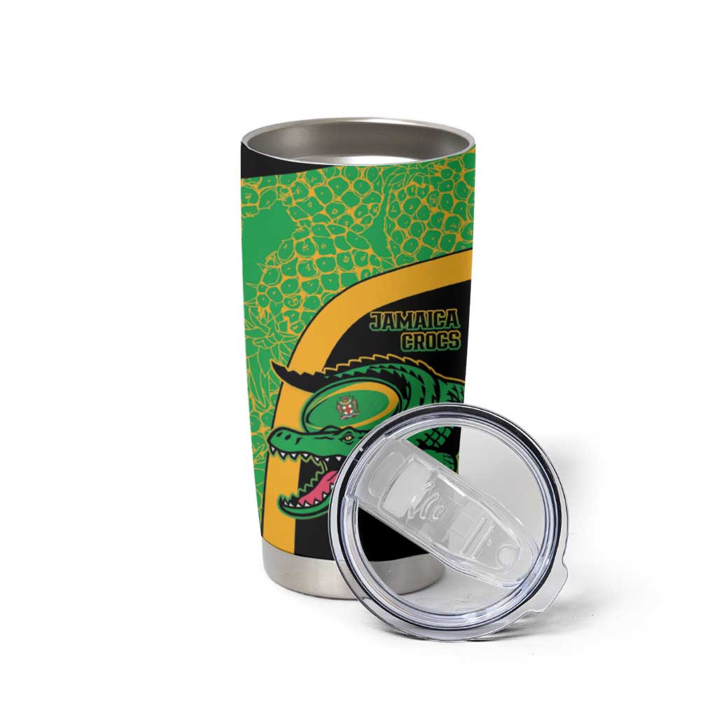 Jamaica Rugby Custom Tumbler Cup Go Jamaica Crocs - Pineapple Pattern