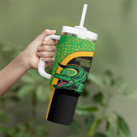 Jamaica Rugby Custom Tumbler With Handle Go Jamaica Crocs - Pineapple Pattern