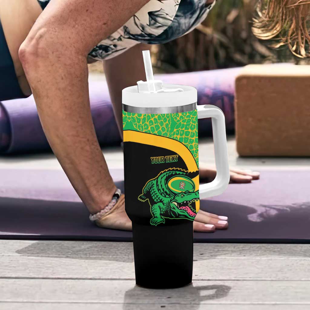 Jamaica Rugby Custom Tumbler With Handle Go Jamaica Crocs - Pineapple Pattern