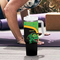 Jamaica Rugby Custom Tumbler With Handle Go Jamaica Crocs - Pineapple Pattern
